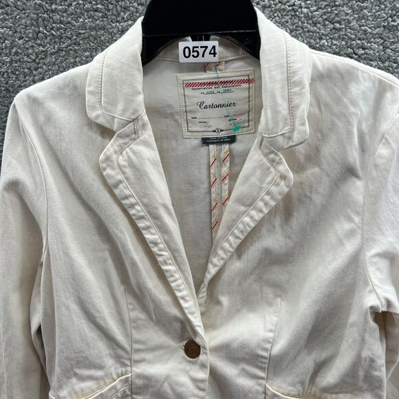 Anthropologie Cartonnier Women's Size 8 Denim Kittery Blazer Jacket Elbow Patch - Picture 12 of 12